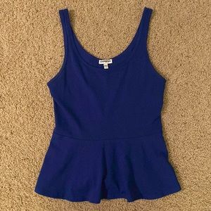 Fitted electric blue peplum top